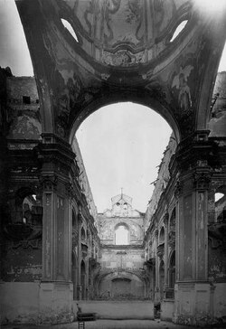 Interior de la Iglesia de la Merced de Málaga incendiada en 1931