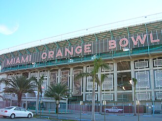 Vista general y estructura histórica del Miami Orange Bowl