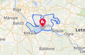 Mapa de localización del municipio de Salaspils en Letonia