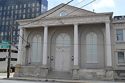 Fachada del antiguo edificio de la iglesia Bautista negra más antigua en Lexington