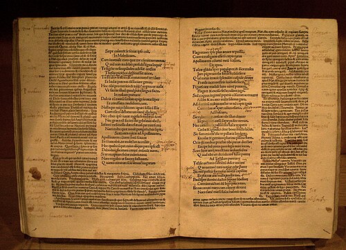 Incunable histórico de los Epigramas de Marcial editado en Milán en 1490