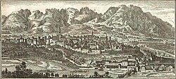 Vista histórica de Belluno a mediados del siglo XVIII