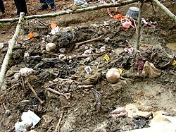Exhumación de una fosa común de víctimas de la masacre de Srebrenica en Bosnia, 2007