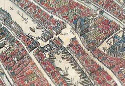 Ilustración histórica de la Plaza Dam en 1544