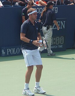 Gilles Müller compitiendo en el Abierto de Estados Unidos