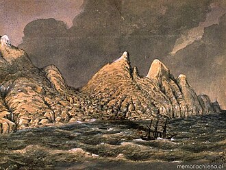 Ilustración histórica relacionada con las expediciones en la región austral