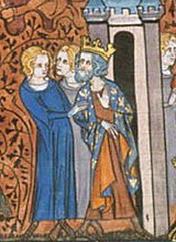 Iluminación medieval que representa el cautiverio de Carlos III