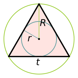 Triángulo equilátero y su circunferencia circunscrita.