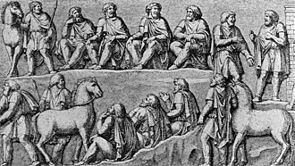 Representación en relieve de una asamblea germana en la Columna de Marco Aurelio