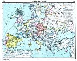 Mapa de Europa hacia 1560