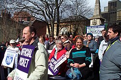 Reunión del sindicato británico UNISON en Oxford durante una huelga
