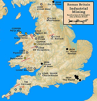 Distribución de las principales minas en la Britania Romana
