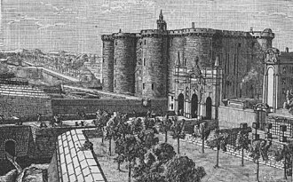 Grabado del siglo XIX de la fortaleza de la Bastilla