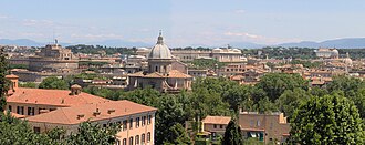Panorama de Roma visto desde el Janículo con monumentos destacados