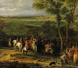 Pintura ecuestre de Luis XIV durante el asedio de Maastricht.