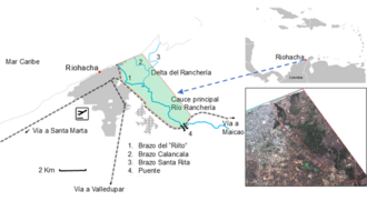 Mapa del delta del río Ranchería