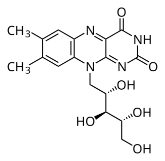 Ilustración de la estructura y tonalidad de la riboflavina