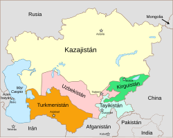 Mapa político detallado de Asia Central