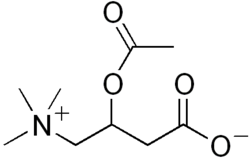 Estructura química de la acetilcarnitina.