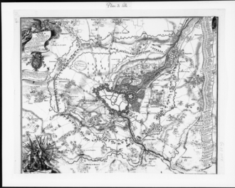 Mapa histórico de la ciudad de Lille en 1708