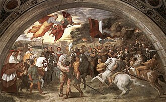 Encuentro entre el papa León I y Atila en un fresco de Rafael Sanzio