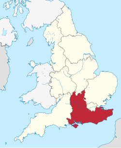 Mapa que muestra la ubicación del Sudeste de Inglaterra en el mapa nacional.