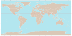 Mapa que muestra la ubicación del Trópico de Cáncer como una línea roja en el hemisferio norte.