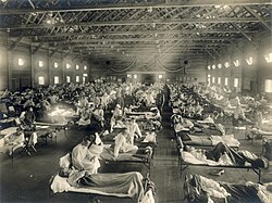 Hospital improvisado en Camp Funston, Kansas