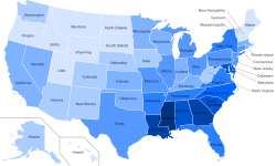 Mapa de distribución demográfica en Estados Unidos