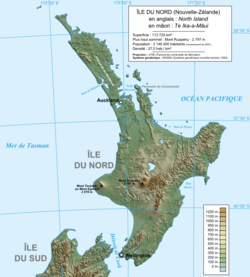 Mapa de Nueva Zelanda destacando la Isla Norte