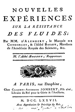 Portada del tratado sobre la resistencia de los fluidos