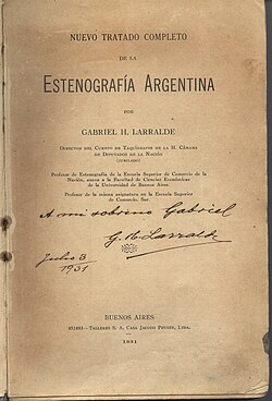 Portada de tratado de estenografía argentina