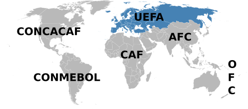 Mapa global de las confederaciones asociadas a la FIFA