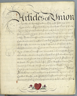 Ilustración relacionada con el Acta de Unión de 1707