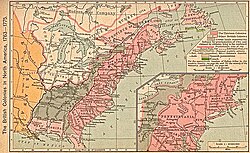 Mapa histórico de las colonias británicas en América del Norte