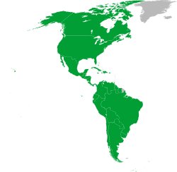 Mapa que muestra los países miembros de la Organización Deportiva Panamericana