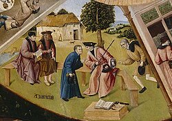 Detalle de Avaricia, Mesa de los pecados capitales por Hieronymus Bosch