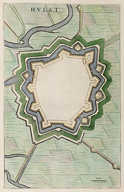 Plano de las murallas de Hulst conservado en el Atlas Van Loon