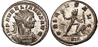 Moneda romana que representa al Sol Naciente Augusto