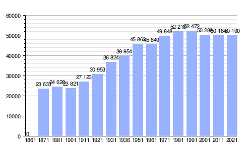 Gráfica de evolución demográfica de Rovigo