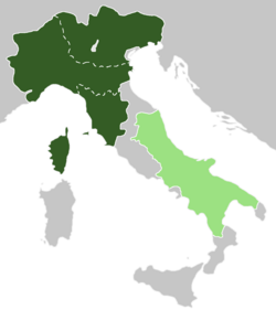 Mapa del Reino Lombardo en 740