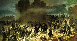 Pintura histórica de la brecha de Porta Pia por Carlo Ademollo