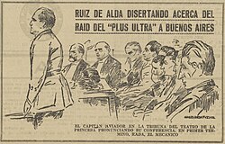 Ruiz de Alda hablando sobre el raid del Plus Ultra