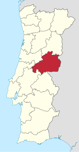 Mapa de localización del distrito de Castelo Branco en Portugal