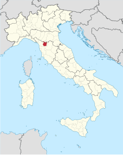 Representación de la región de la Toscana y sus subdivisiones provinciales