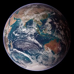 Vista satelital del Océano Índico