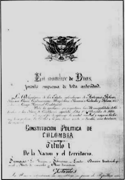 Portada de la Constitución de 1886