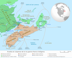 Mapa histórico de Acadia de 1754