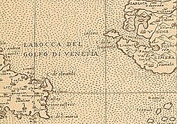 Mapa histórico del estrecho de Otranto del siglo XVII