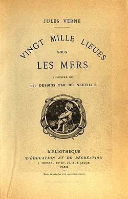 Primera página de la primera edición de 1870 de Veinte mil leguas de viaje submarino